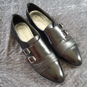 Marc Fisher Fawna Black Leather Buckle Loafers